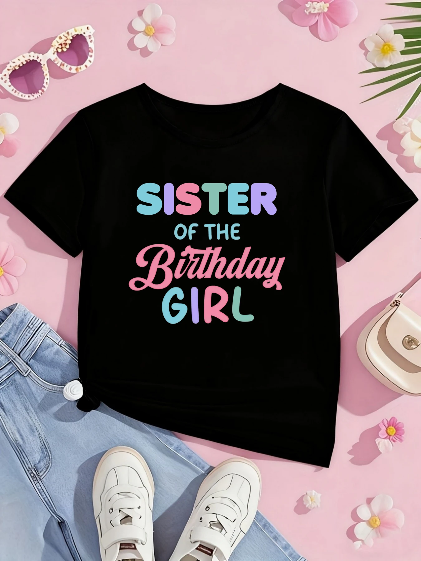 Sister/Brother Of The Birthday Girl Letter Prinetd T Shirt Boys The Birthday Party T-Shirt Summer Short Sleeve T-Shirt