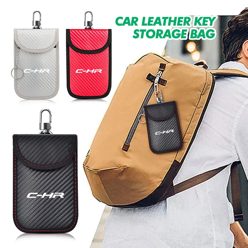 Чехол для блокировки сигнала ключа автомобиля, брелок с клеткой Фарадея, чехол без ключа для Toyota C-HR CHR с логотипом 2016 2017 2018 2019 2021 2022 Fortuner