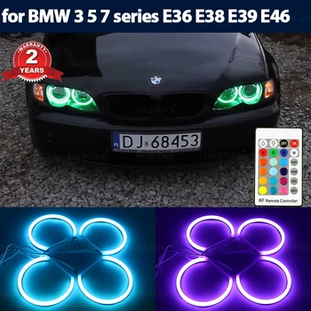 Bawełniany zestaw pierścieni RGB Angel Eyes 16 kolorów lampy błyskowej Pilot do BMW serii 3 5 7 E36 E38 E39 E46 525i 528i 530i 540i 320i
