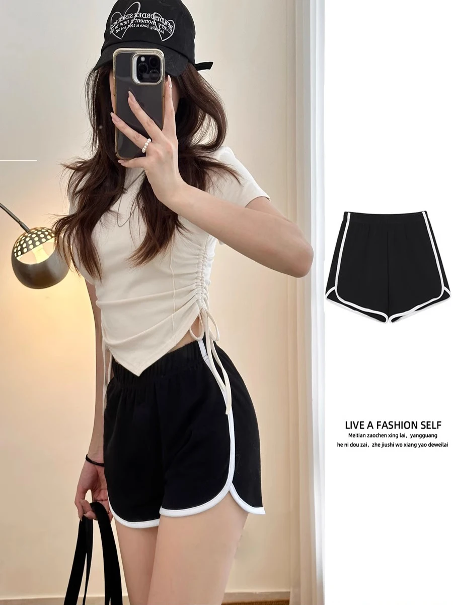 

Bla High-Waist Spor orts Women's Summer Thin Fitn Casual Ultra-ort Hot Pants Comfortable Breathable Stretchy