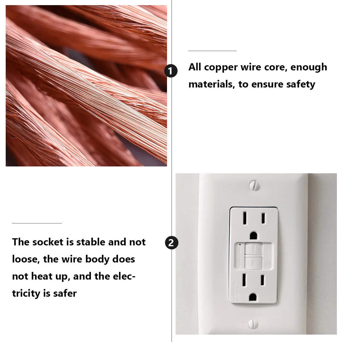 2Pcs Power Cable 3-Prong 1.5m Universal Computer Pc Monitor Display Power Cord Flame Retardant Safe Wired Replacement Pigtail