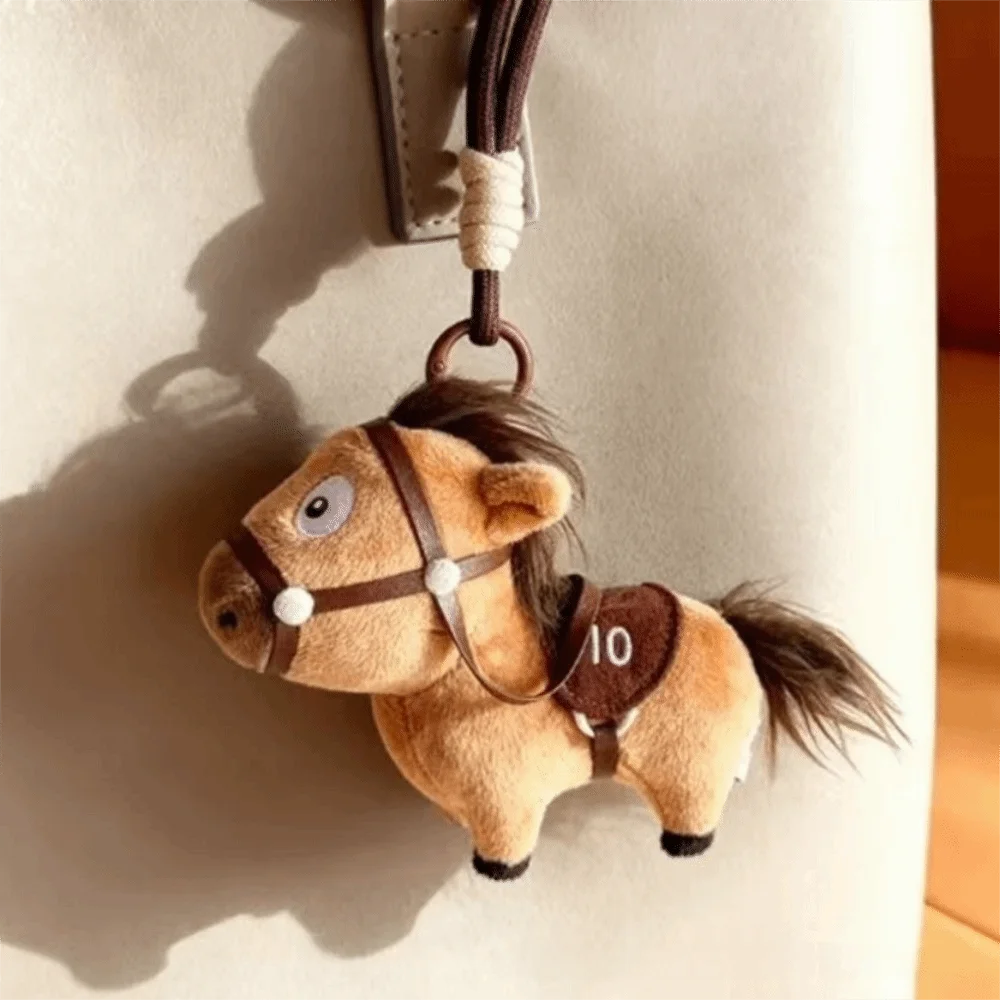 

Mascot Pony Bag Pendant Good Luck Fluffy Stuffed Animal Keyring 2026 Year of the Horse Chinese Style Zodiac Pony Figurine