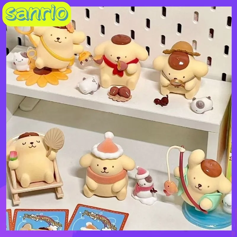 

Hot Pom Pom Purin детская четыре сезона Sanrio слепая коробка Kawaii экшн-кукла рыбалка модель снеговика детская игрушка подарок-сюрприз