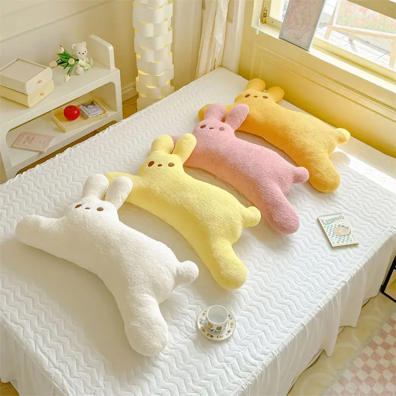 Cute Rabbit Long Pillow for Sleeping Bedroom Bed Decoration Girls Rest Embrace Cushion Leg Clip Tool Sofa Chair Bedhead Backrest