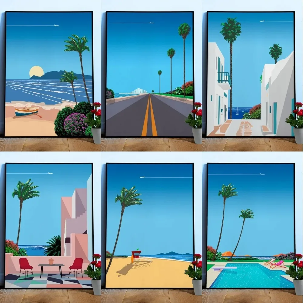 80s الحد الأدنى سيتي سكيب ملصق فني ريترو الرسم على لوحات القماش الجدارية خمر التوضيح مدينة البوب صور يطبع ديكور المنزل هدية