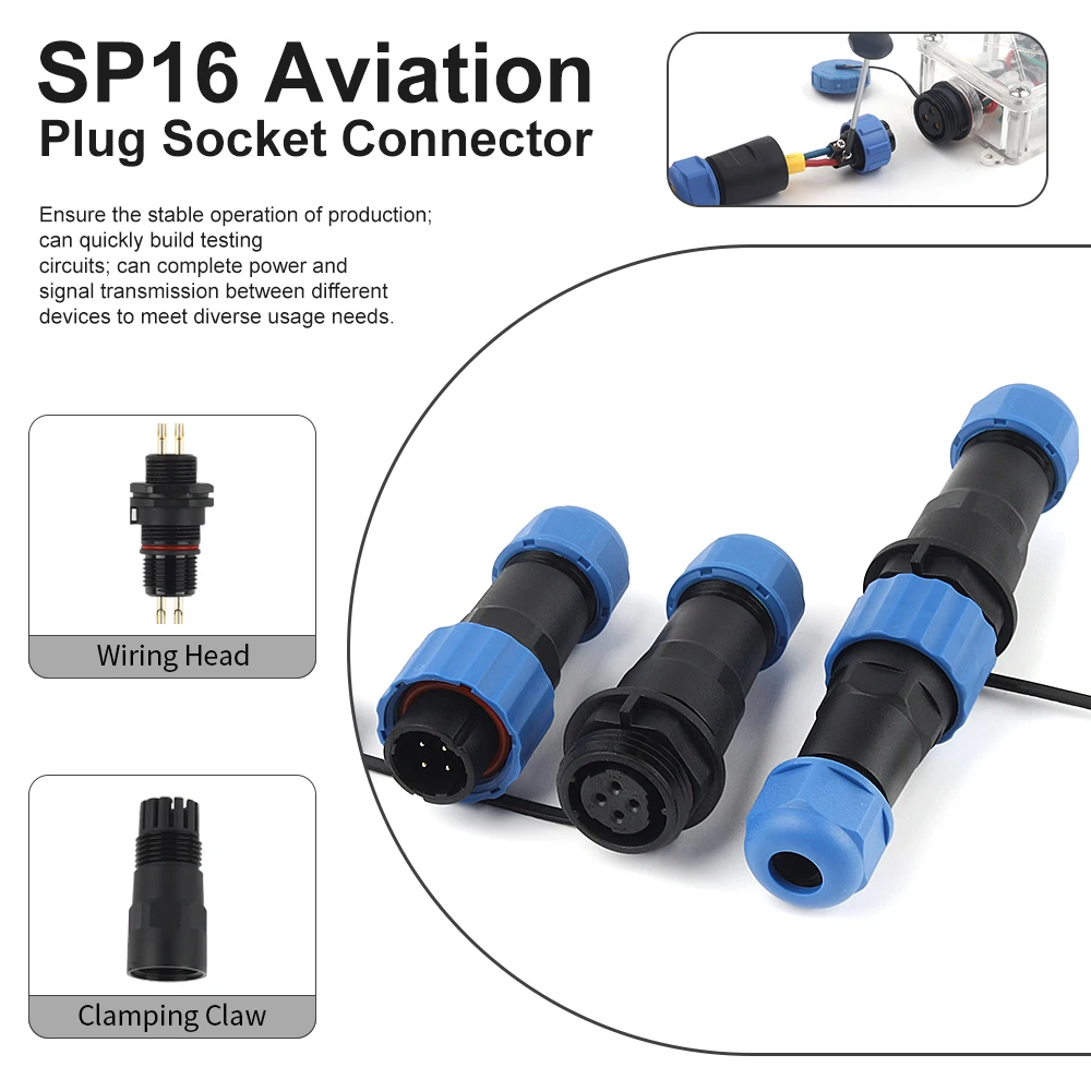 

SP16 IP68 Водонепроницаемый разъем «папа» и гнездовая розетка 2/3/4/5/6/7/8/9-контактный электрический провод Кабельный разъем Док-станция Авиация