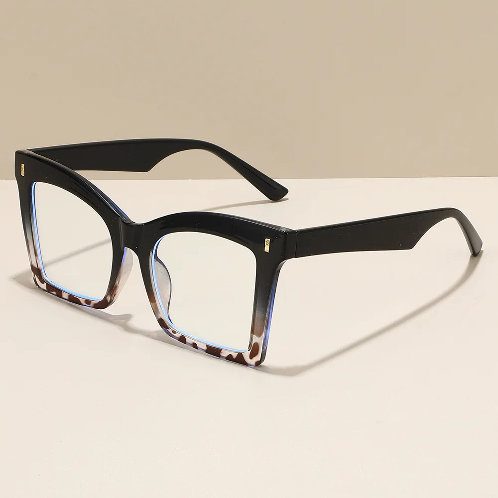 Einzigartige Damen-Lesebrille, Nieten, Metallscharnier, groß, Anti-Blaulicht, modisch
