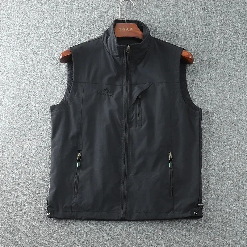 Front and back casual stand up collar functional thin vest men's vest jacket top with camisole shoulder high-end light luxury sp