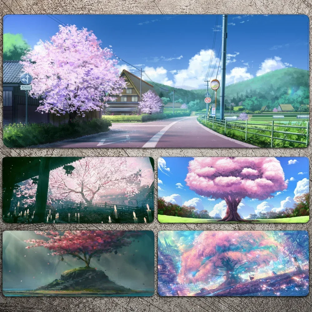 

Japanese Pastel Pink Sakura Flower Mousepad Large Gaming Mouse Pad LockEdge Thickened Computer Keyboard Table Desk Mat