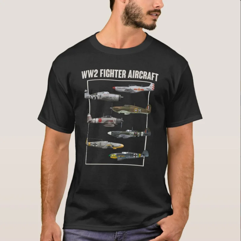 

WW2 Fighter Aircraft Aviation and Military Lovers Gift T-Shirt 100% Cotton O-Neck Short Sleeve Casual Mens T-shirt Size S-3XL