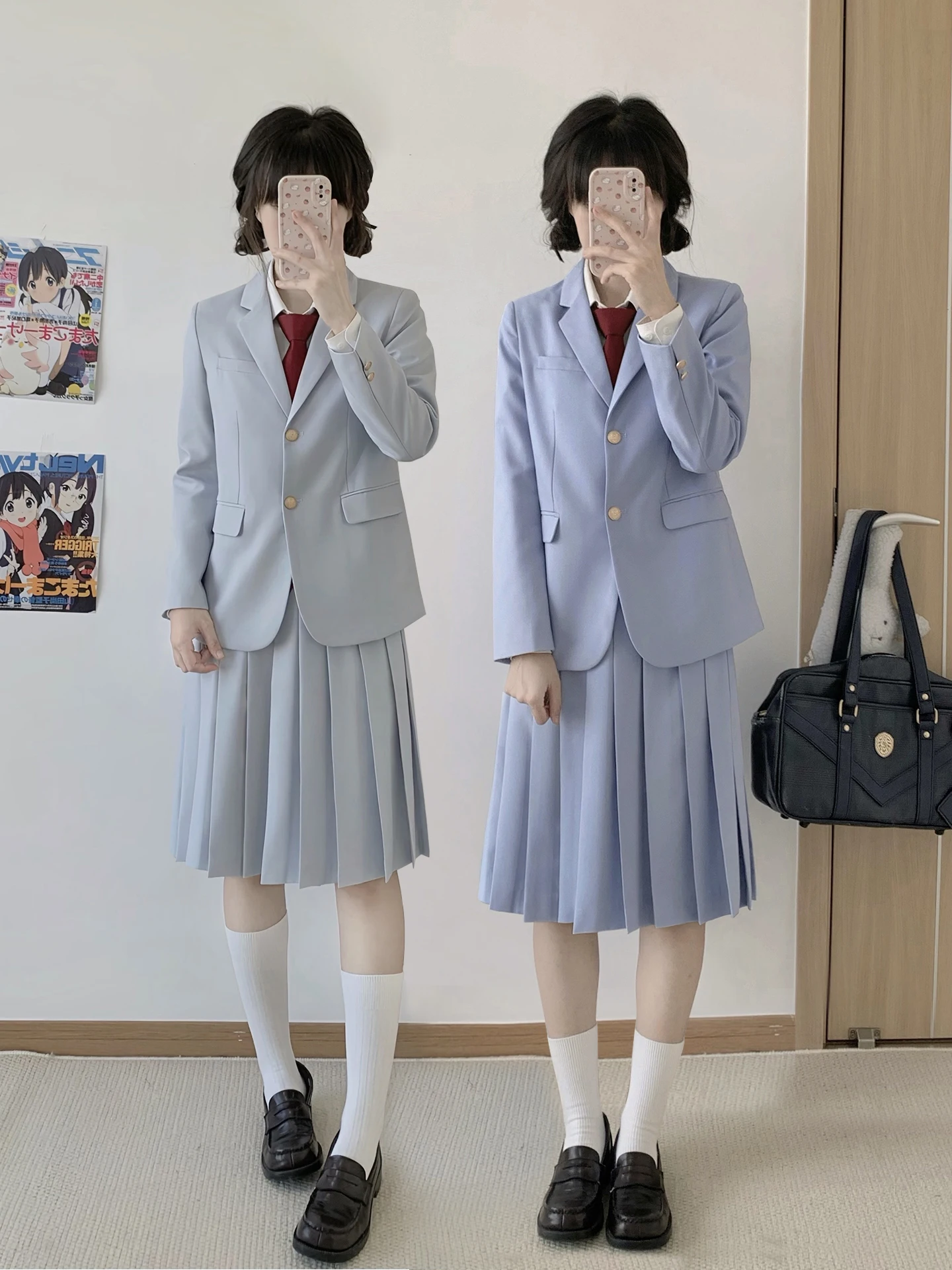 

Watercolor Sakura Fly JK orm DK Suit Men's Women's Set Student Outfit Long Sve Button up Casual Busin Wear