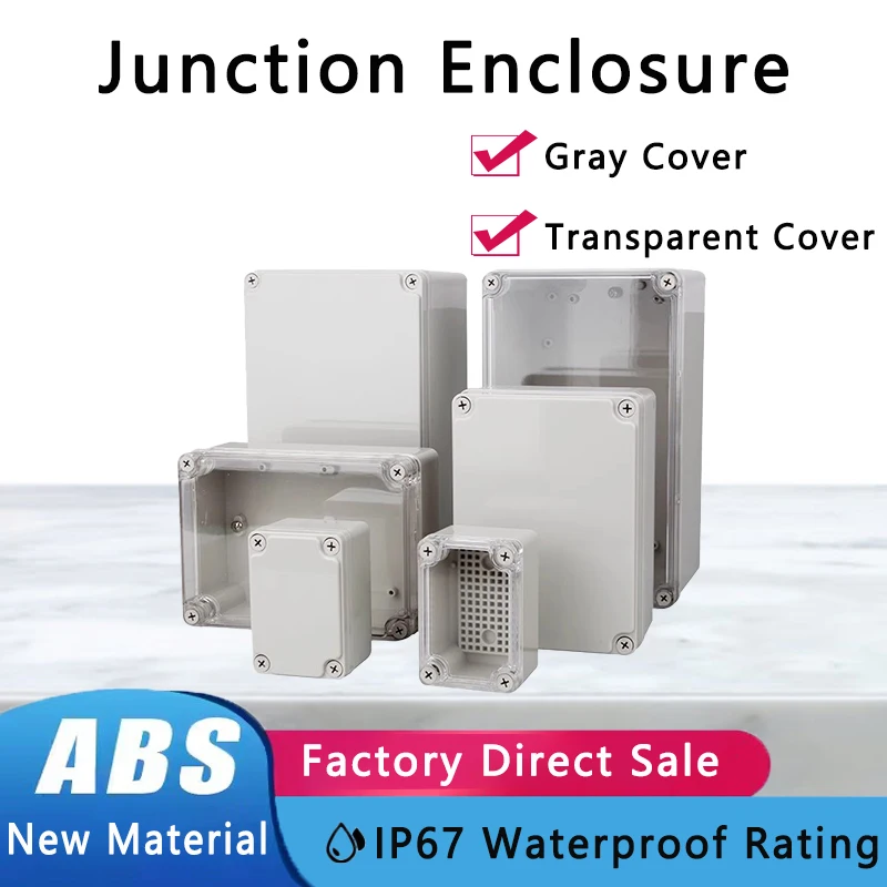 

Plastic Junction Box IP67 Gray/Transparent Cover Waterproof Enclosure Outdoor Instrument Electrical Project Box ABS Housing