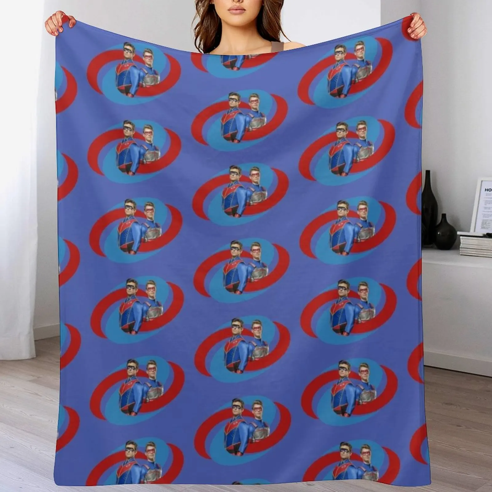 

Captain Man and Kid Danger - Logo Throw Blanket Designers Flannels Moving Bed Blankets