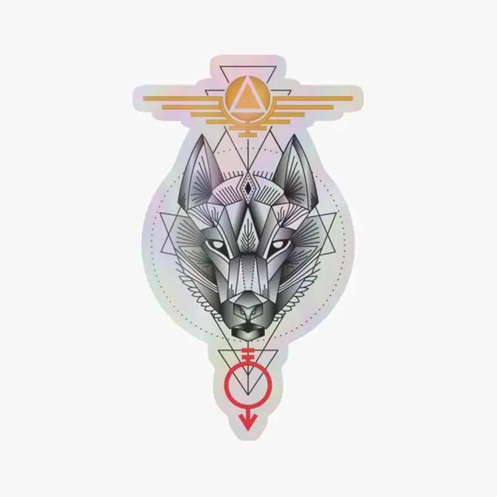 

Геометрическая голографическая наклейка Howler цвета для декора ноутбука, спальни, автомобиля, милый мультяшный арт, модный общественный чемодан