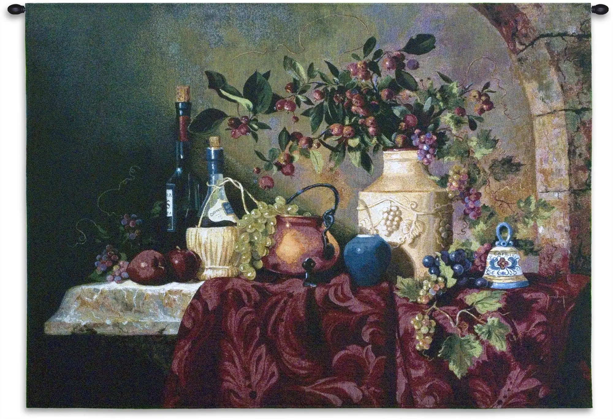 Tavola di Capri by Fran Di Giacomo | Woven Tapestry Wall Art Hanging | Classic Italian Still Life Feast | 100% Cotton