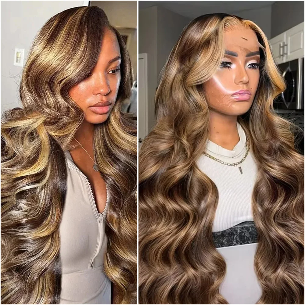 

427 Highlight 13x6 Hd Lace Frontal Wig 200% Density Body Wave 100% Human Hair Pre Plucked Brazilian 13x4 Lace Front Wigs 40 Inch