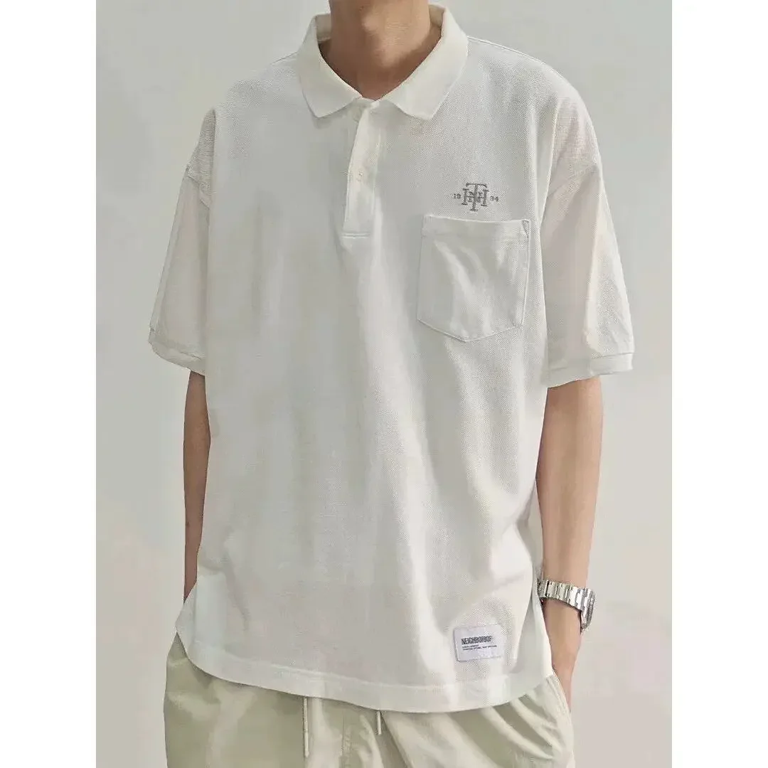 

NBHD Japanese pocket loose summer lapel breathable knitted polo shirt