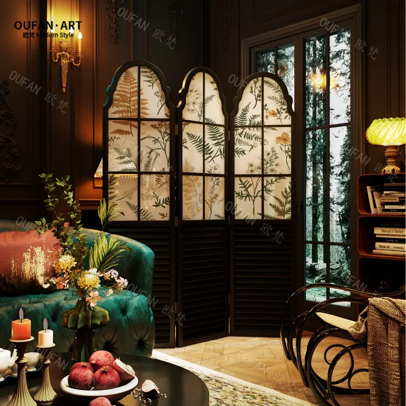 American-style new solid wood beauty salon folding screen partition living room 2025 new model movable bedroom cover for home us