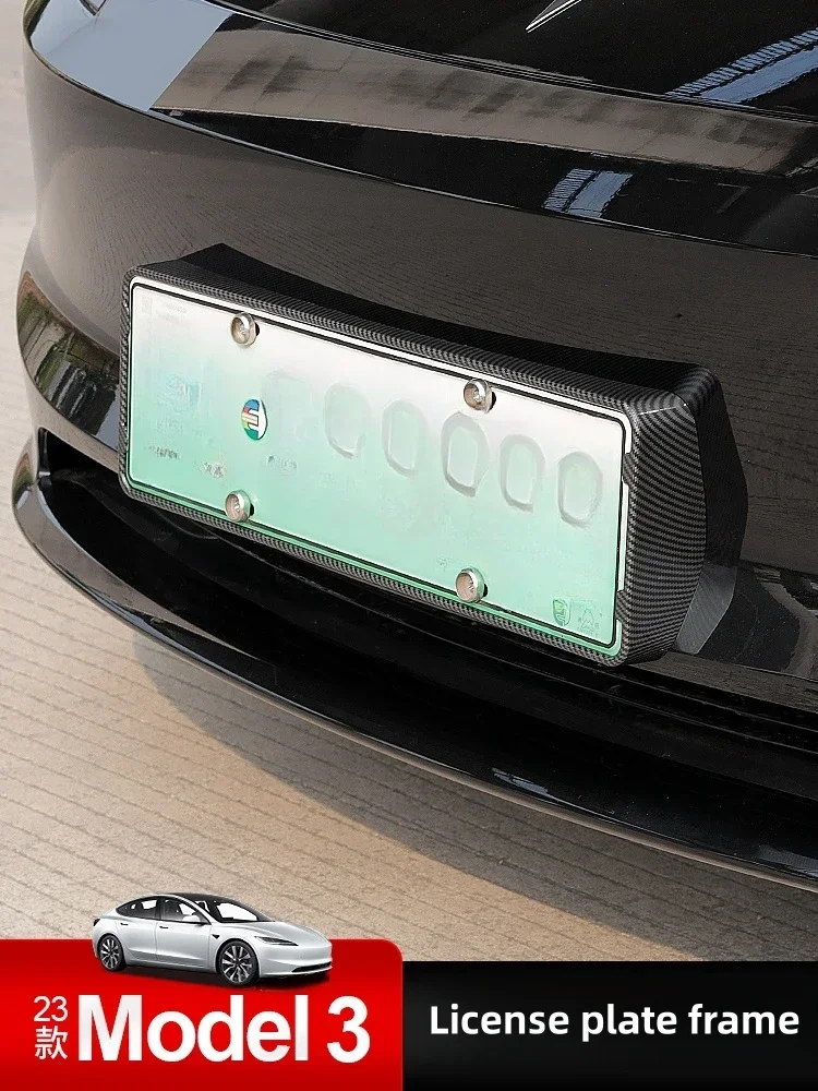 

For Tesla Model 3 2023 License Plate Frame Full Coverage Edge Embedding ABS License Plate Base Frame Cover