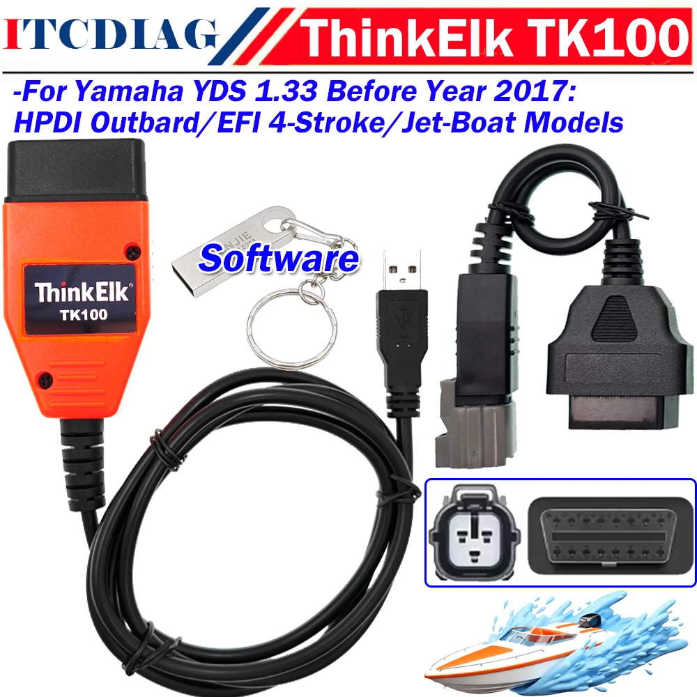 

ThinkElk TK100 Diagnostic Cable Kit Connectors for Yamaha YDS 1.33 Boat Marine Outboard WaveRunner Jet Boat Before Year 2017