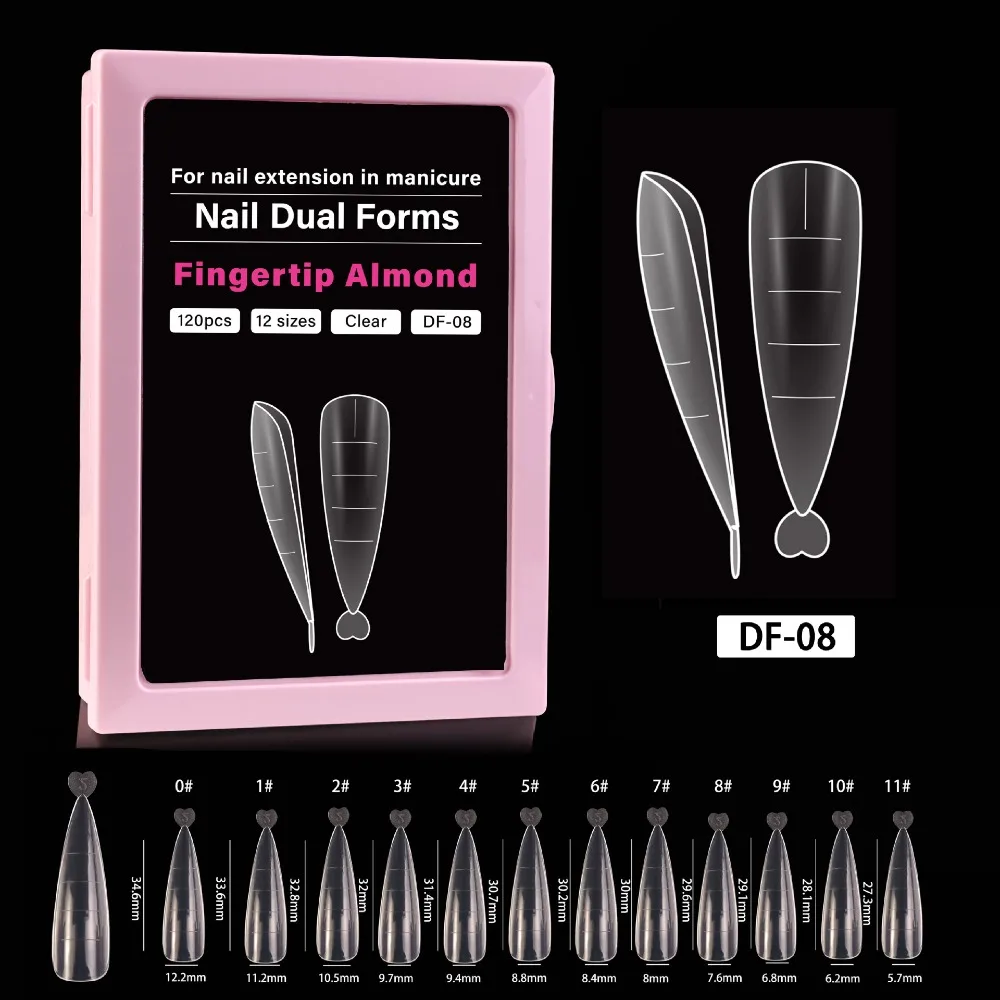 With Inner French Line French Nail Molds 12 Sizes Square Shape Acrylic Nail Art Mold Coffin Shape Almond Shape