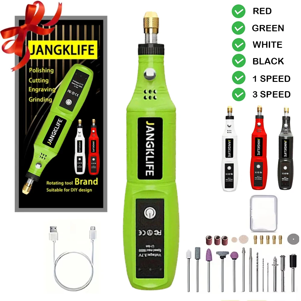 JANGKLIFE USB مجموعة أدوات دوارة لاسلكية النجارة النقش القلم DIY للمجوهرات المعادن الزجاج مثقاب لاسلكي صغير #1