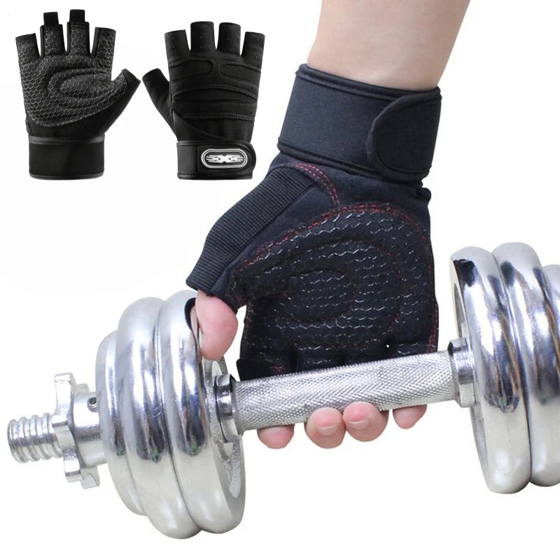 Guantes con mancuernas para hombre y mujer, Protector de muñeca antideslizante para levantamiento de pesas, Crossfit, culturismo, entrenamiento