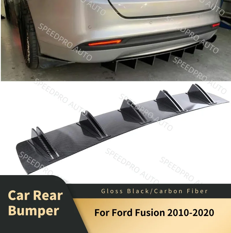 

Rear Diffuser 5 Fins Shark Bumper Splitter Spoiler Lip For F0rd Fusion 2010-2020 Car Body Kit Accessories Carbon Fiber Black