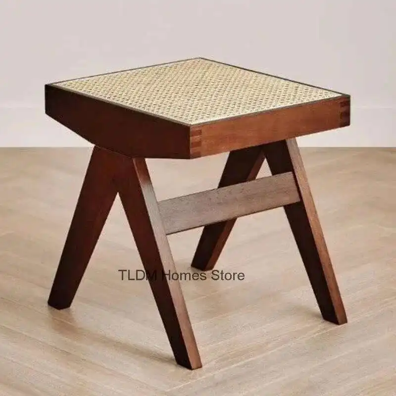 

Пуфики из ротанга для прихожей из массива дуба, пуфики для прихожей, современная портативная подставка для ног, низкая скандинавская подставка для ног, деревянная спальня