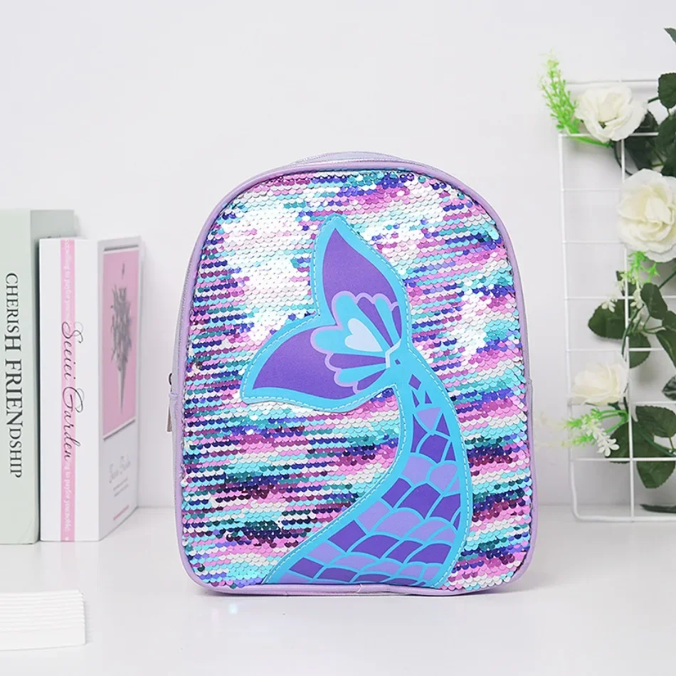 Girls Transparent Mermaid Backpack Kids Sequin School Bookbag Princess Primary Schoolbags Children Kids Cartoon Backpacks