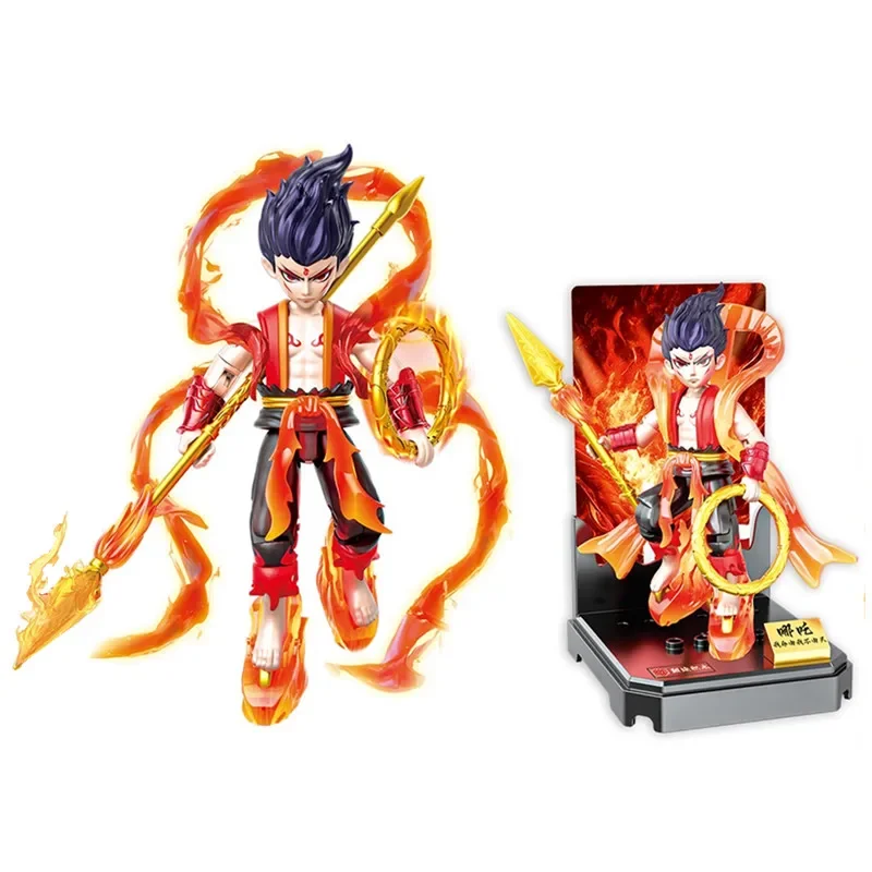 

Chinese Nezha 2 Children'S Handheld Joint Movable Model Small Ornament Desktop Ornament Children'S Building blocks Toy Gift
