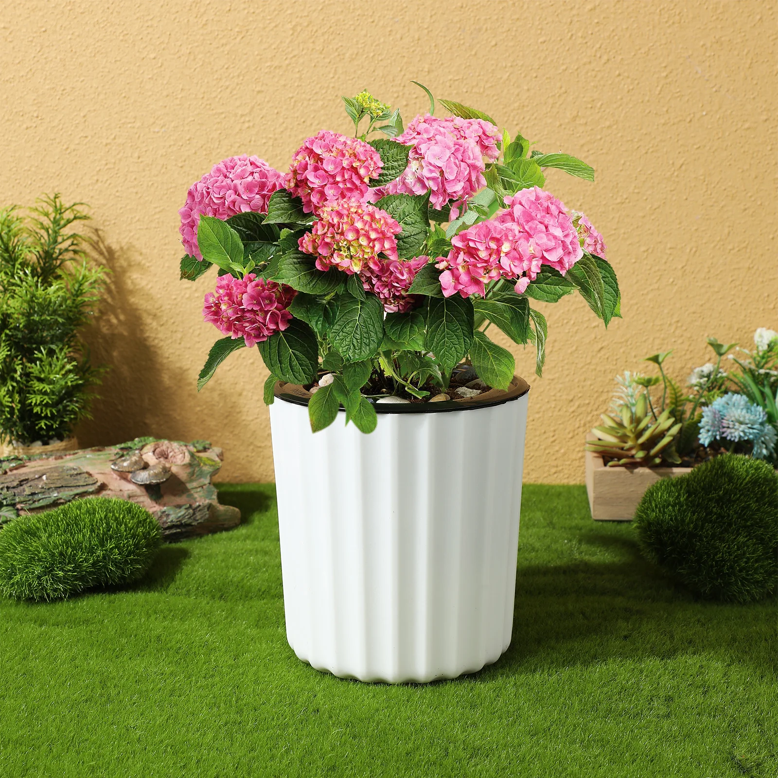 

2 Pcs Plant Self Priming Lazy Basin Office Pots Indoor Plants Plastic Succulent Watering Planter