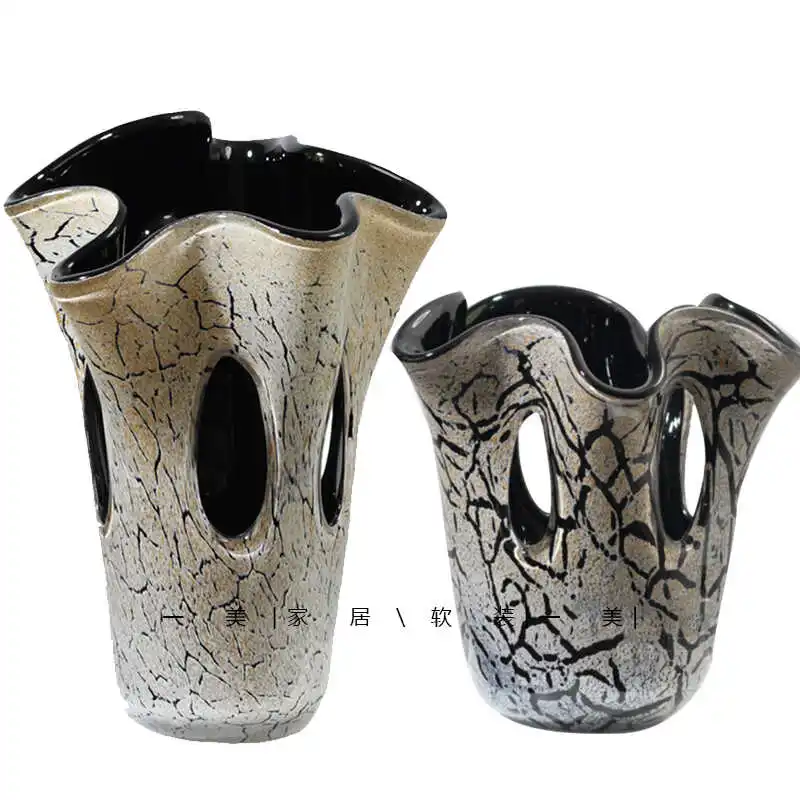 

Chinese light luxury white fission handmade glazed hollow vase designer soft decoration high-end hotel front desk ornament