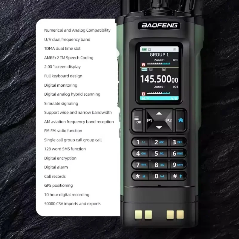 New BAOFENG DM32 Walkie Talkie DMR GPS 10W Programming Multi Band Wireless Copy Frequency Type-C UV32 Ham 2 Way Ra