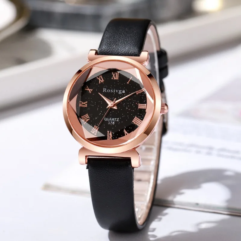 

Fashion Starry Sky Dial Ladies Watches Leather Strap Women Quartz Watch Student Luxury Gift Wristwatch Relojes Para Mujer