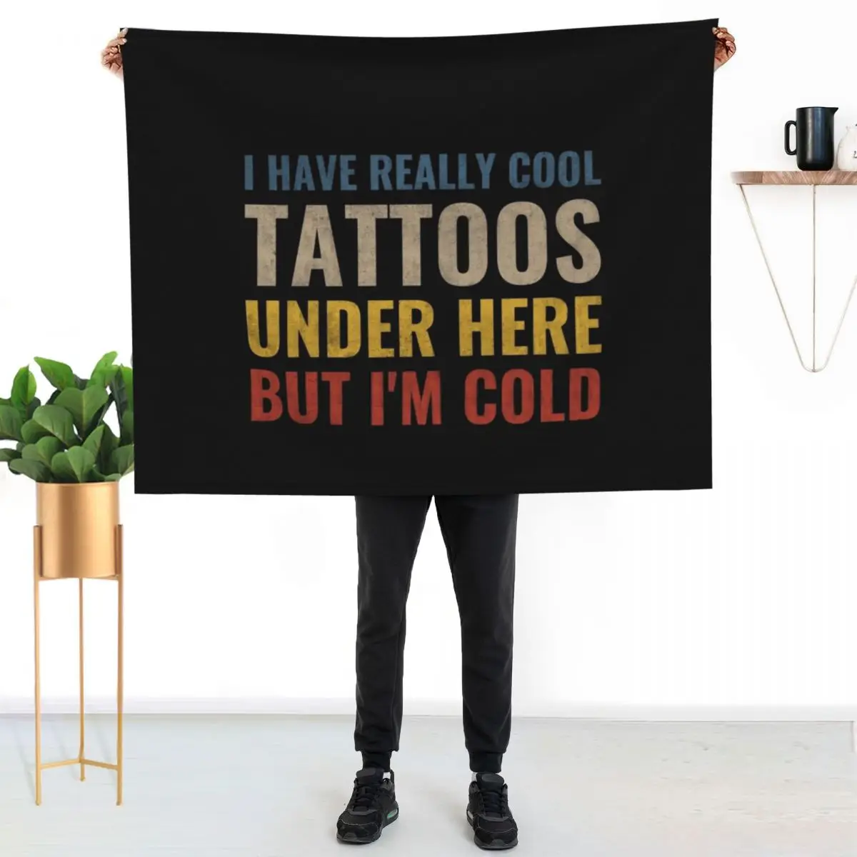 I Have Really Cool Tattoos Under Here But I'm Cold Throw Blanket For Decorative Sofa Travel Custom Soft Decorative Sofa Blankets