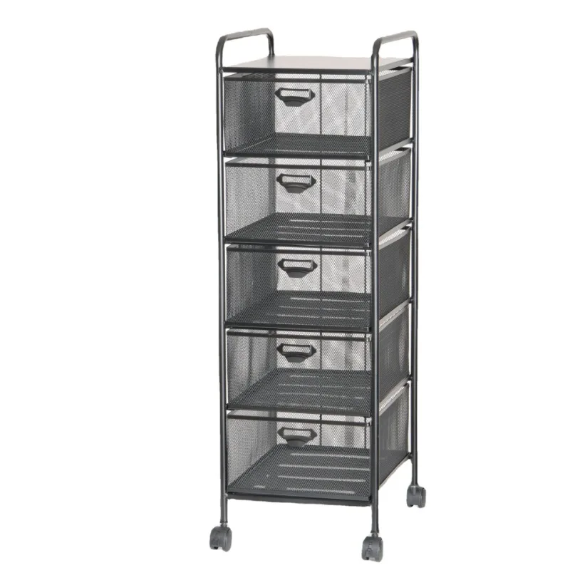 Thickened Cold-rolled Steel with Large Capacity A4- High 5-storey Kitchen Storage Rack Movable Document Rack with Wheels