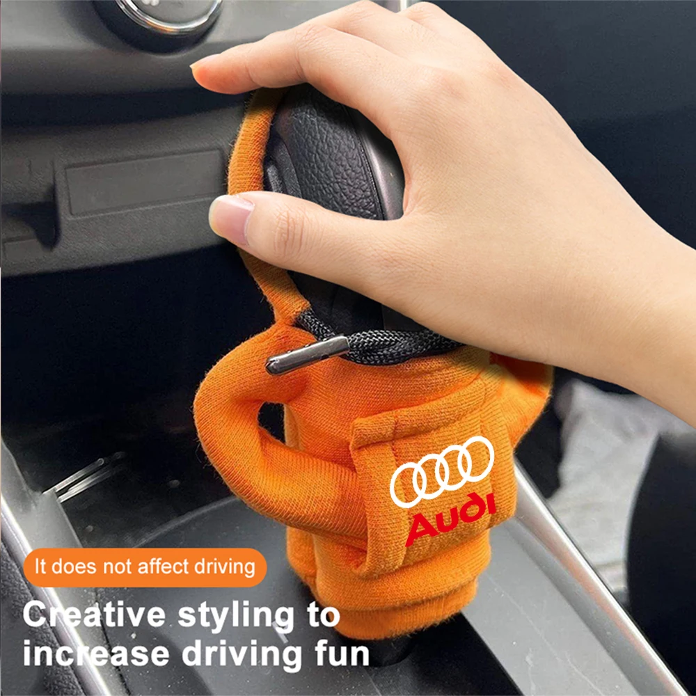 1pcs Hoodie Handle Creative Car gear lever hoodie Shift Lever Cover Funny Auto Interior Accessories Styling For AUDI Sline A2 Q2