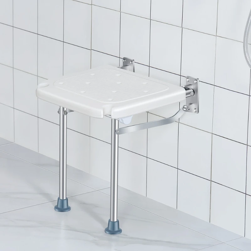 Folding Wall Mounted Shower Chair Space Saving Stable Waterproof Shower Stool for Elderly Pregnant Convenient Bathroom Bath Seat