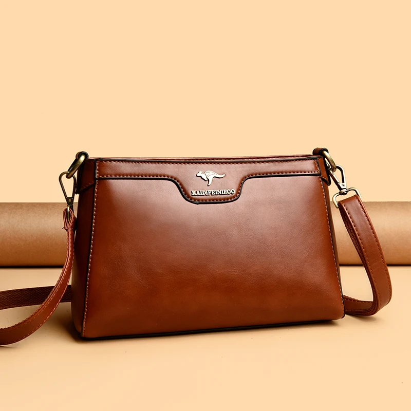 

Retro Double Sided Leather Women's Crossbody Bag Water-Resistant Pillow Shaped Shoulder Bag with Adjustable Strap Zipper Closure