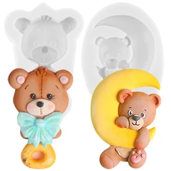 Teddy Bear Silicone Mold Chocolate DIY Baby Shower Cake Decoration Fondant Molds Birthday Party Baking Tools