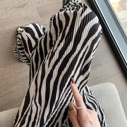 Ice Silk Wide-leg Pants Women's Summer Thin Zebra Print Slacks High-waisted Drape Loose Mop Pants Versatile Tie-dye Pants