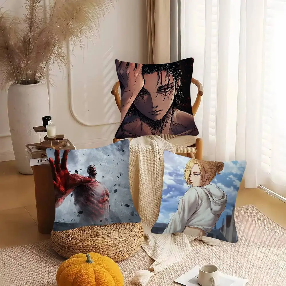Anime Attack On Titan Cartoon Series Square Pillowcase Soft Waist Sofa Cushion Cover Bedroom Room Pillowcase