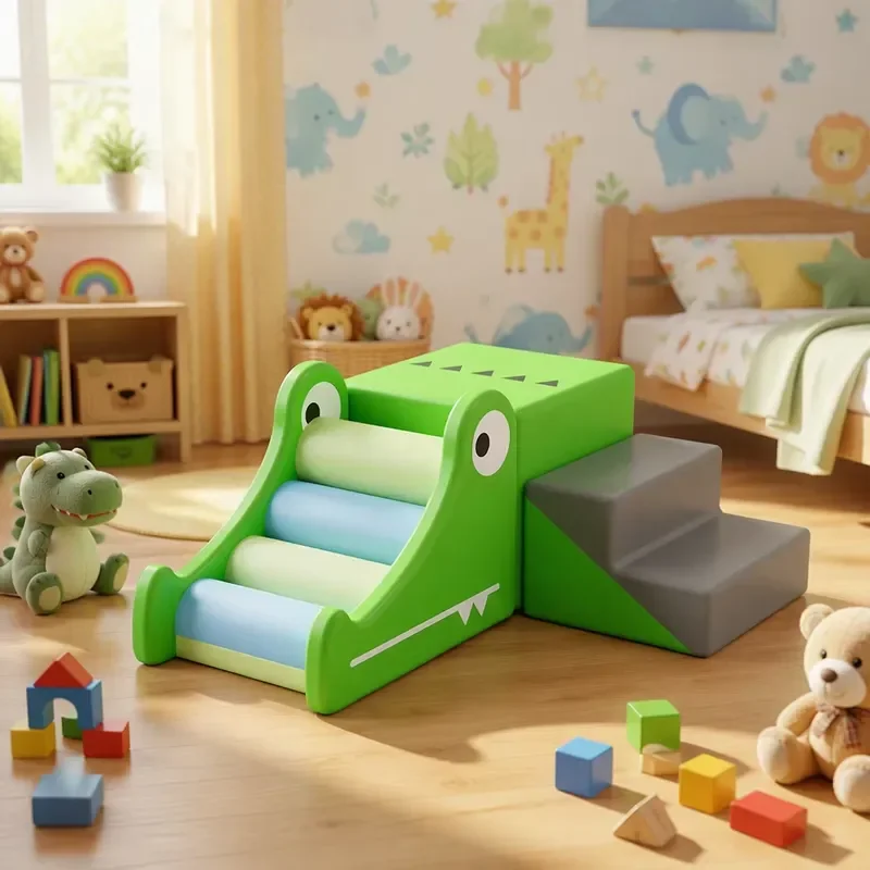 2026 New, High Quality, 3 Piece Indoor Educational Play Set with Green Eco-friendly PE Slide for Kids Multifunctional Factory