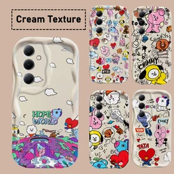 Cartoon B-BT21S 3D Wave Case For Samsung A73 A72 A71 A55 A54 A53 A35 A34 A33 A25 A24 A23 A15 A14 A13 A05 A04 A03 4G 5G Cover