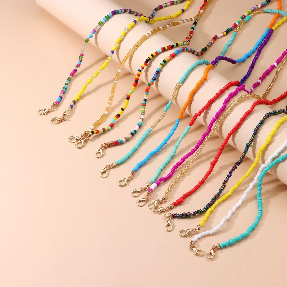 Metal Chain Colorful Bead Glasses Chain Bohemia Style Colorful Sunglasses Chains Anti-lost Neck Strap String Eyeglass Lanyard