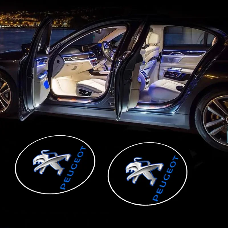 

Fashion Car Door Welcome Light Logo Projection Lights For New Peugeot 206 208 207 3008 308 2008 107 508 Car Interior Accessories