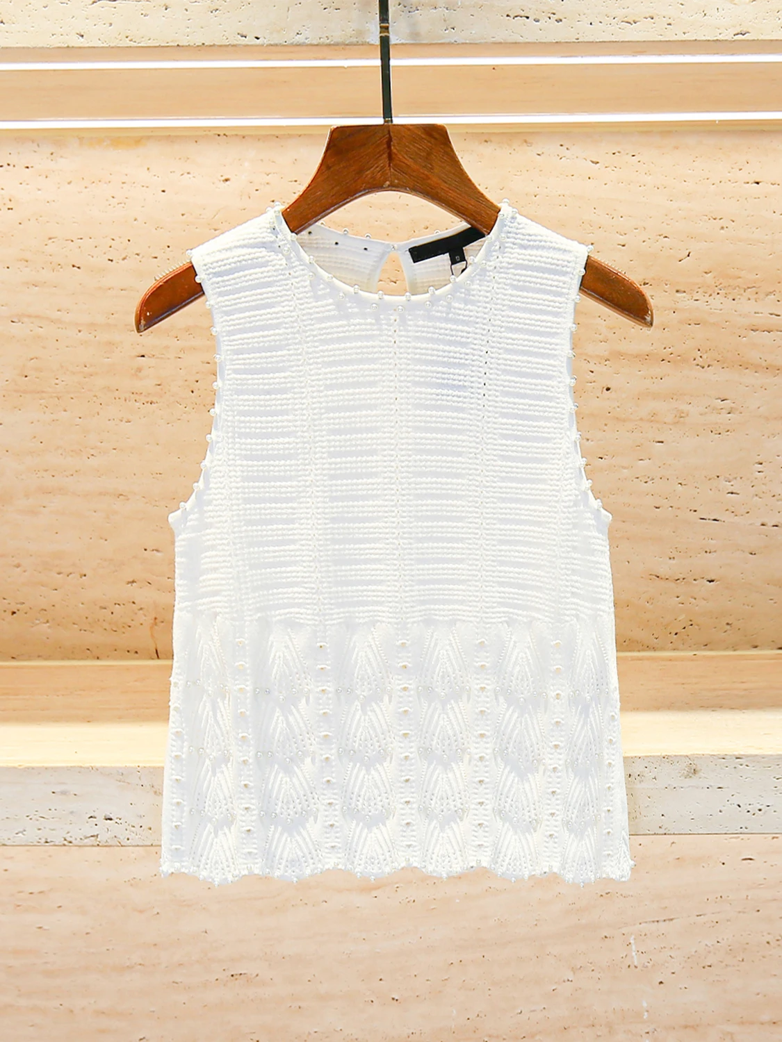 

S Home Nan You Высококачественный женский вязаный жилет с вырезом из бисера и ремешком, летний модный топ для поездок на работу, цвет длины