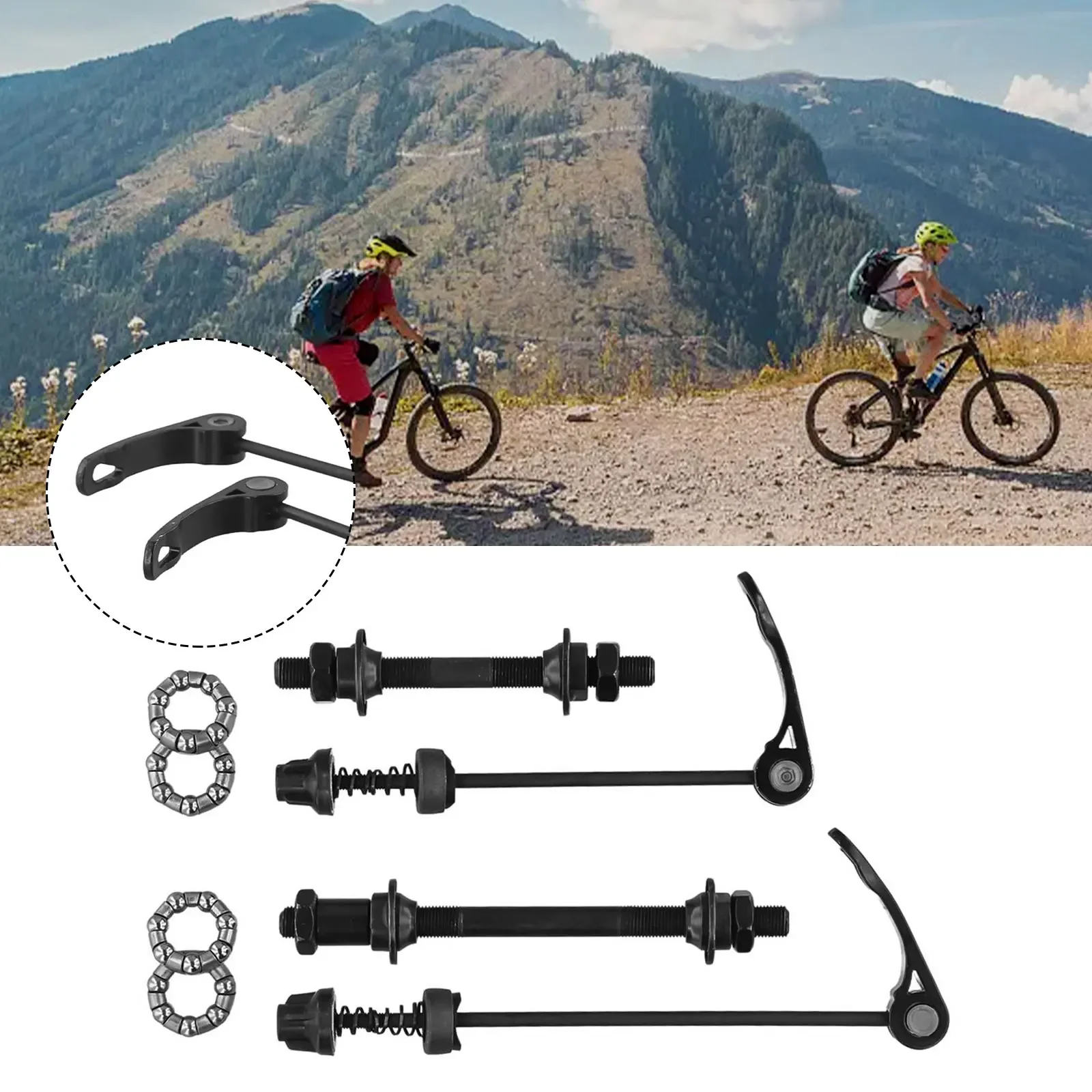 Bicycle Axle Steel Front Rear Quick Release Skewers With Black  25mm（1/4） Tools Hub Bearings Bicycle Accessories