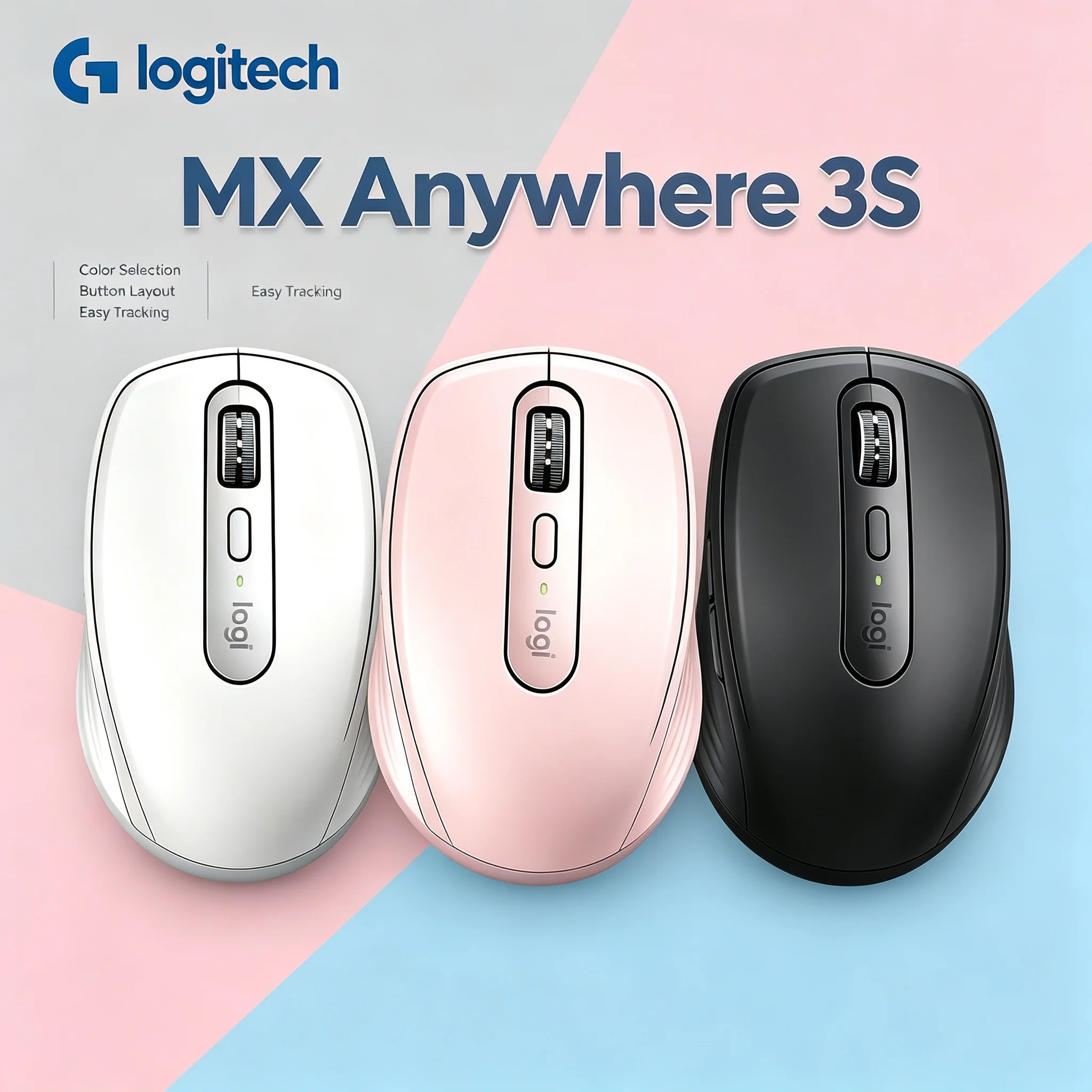 Logitech MX Anywhere 3S Rechargeable Wireless Mouse Compact Size Multi Device Pairing Business Mice